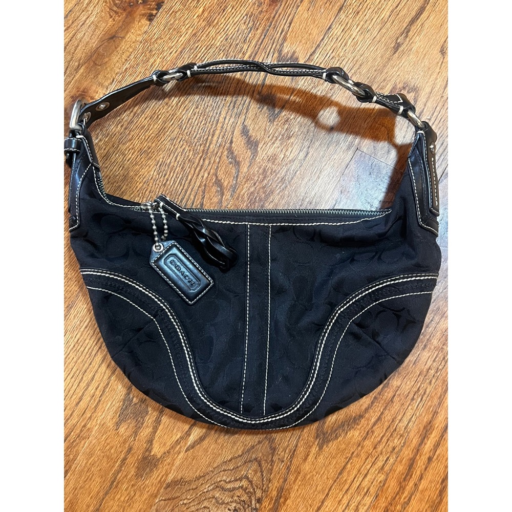 Coach Signature Ergo Hobo Black Jacquard Leather Shoulder Bag 10600 - Picture 10 of 14